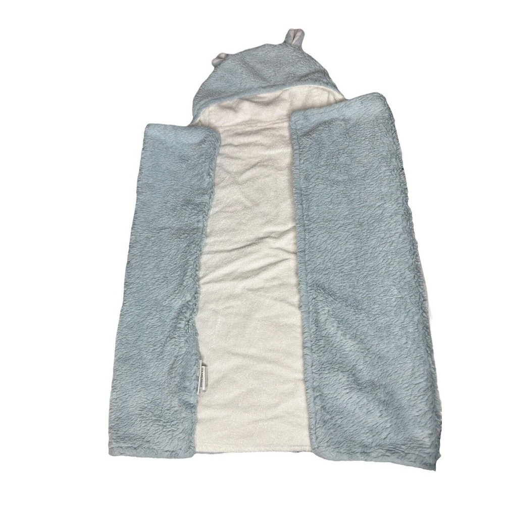 Pottery Barn Faux Fur Bear Animal Hooded Towel Wrap Blue Fleece - Picture 8 of 10